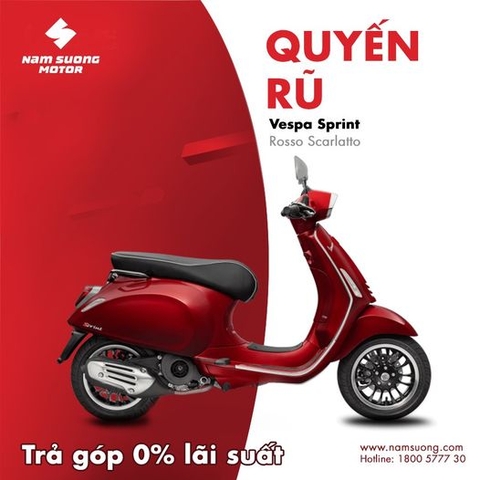 VESPA SPRINT – MÀU ĐỎ QUYẾN RŨ & ĐẬM CÁ TÍNH.