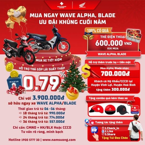 MUA NGAY WAVE ALPHA, BLADE - ƯU ĐÃI KHỦNG ĐÓN CHÀO NĂM MỚI!