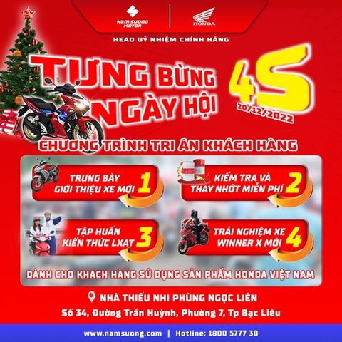 "NGÀY HỘI 4S- TRI ÂN KHÁCH HÀNG " cùng NAM SƯƠNG BẠC LIÊU