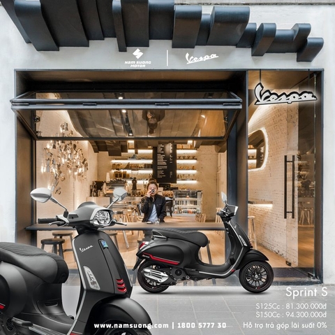 Xe Vespa Sprint S 125/150 BLACK OPACO – Sự lựa chọn tối ưu cho những người yêu thích sự sang trọng và đẳng cấp