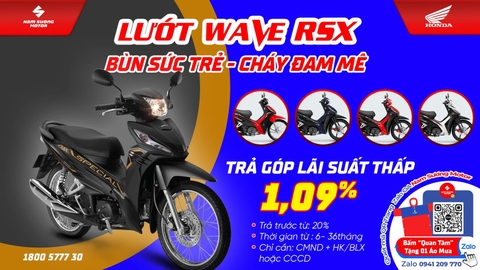 𝗛𝗼𝗻𝗱𝗮 𝗪𝗮𝘃𝗲 𝗥𝗦𝗫 là một trong những mẫu xe số được yêu thích nhất tại Việt Nam. Với thiết kế đẹp mắt và hiện đại, 𝗪𝗮𝘃𝗲 𝗥𝗦𝗫 thực sự đáng để bạn sở hữu.