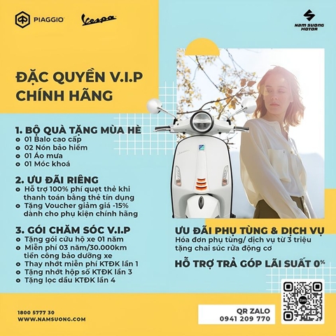 BỘ COMBO ĐẶC QUYỀN V.I.P - Dành cho Khách Hàng mua xe tại Hệ thống Piaggio Nam Sương