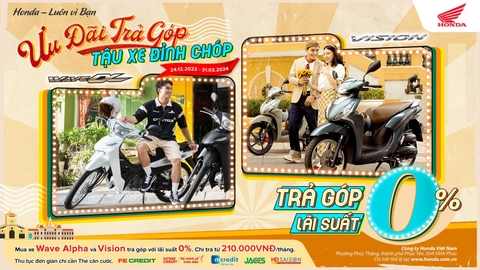ĐÓN CHÀO NĂM MỚI HỨNG KHỞI CÙNG CHƯƠNG TRÌNH KHUYẾN MẠI “ƯU ĐÃI TRẢ GÓP - TẬU XE ĐỈNH CHÓP” VỚI MỨC LÃI SUẤT ẤN TƯỢNG 0%