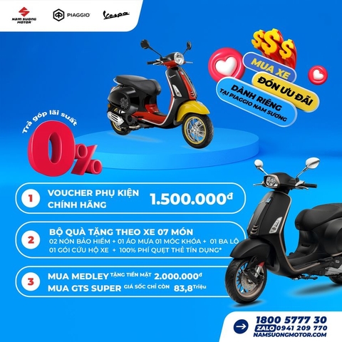 MUA XE ĐÓN ƯU ĐÃI - DUY NHẤT TẠI PIAGGIO NAM SƯƠNG