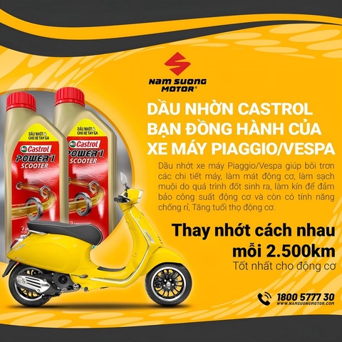 DẦU NHỜN CASTROL BẠN ĐỒNG HÀNH CỦA XE MÁY PIAGGIO/VESPA