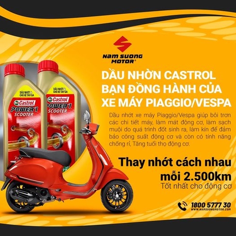 🛒 Bảo dưỡng định kỳ Vespa cùng dầu nhờn CastroL