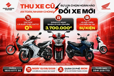 🌟🌟 Nhận hàng loạt ƯU ĐÃI hấp dẫn chỉ dành riêng trong chương trình "THU XE CŨ - ĐỔI XE MỚI" trong ngày 12/08 tại Cà Mau 🌟🌟