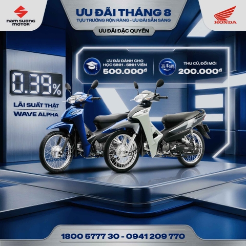 Chuẩn bị trước chỉ từ 1,96 triệu là rước ngay WAVE ALPHA về nhà: