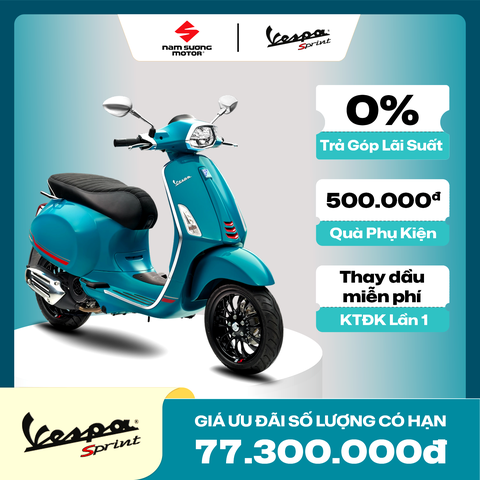 Biểu tượng tự do tự tại của bầu trời tràn ngập ánh nắng - Vespa Sprint S 125 Blue Audace 🌤