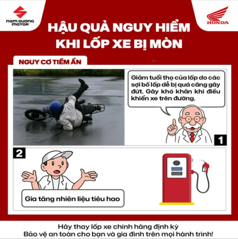 💪Một hành động nhỏ giúp bạn tránh được rủi ro tìm ẩn! Thay thế Lốp xe định kỳ sau mỗi 20.000km giúp xe luôn tốt, bạn an tâm!