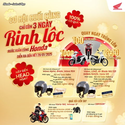 🎉 3 Ngày Cuối Cùng Đón Lộc Lớn Cùng Honda 🙌​