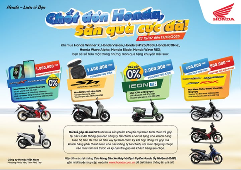🔥Đừng bỏ lỡ cơ hội săn DEAL khủng từ chương trình "CHỐT ĐƠN HONDA ー SĂN QUÀ CỰC ĐÃ" từ ngày 15/7 - 15/10/2025 tại Nam Sương Motor🔥
