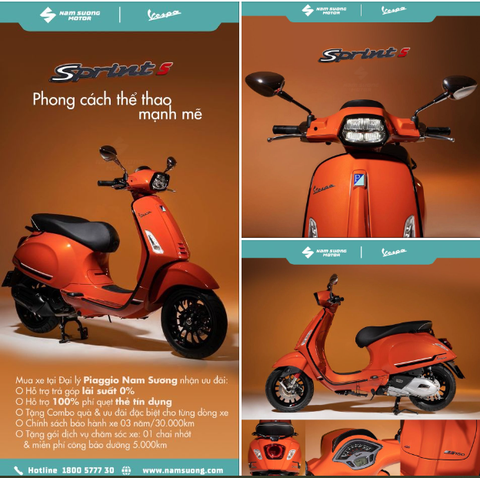 MUA NGAY VESPA SPRINT 125 S- MÀU CAM CÁ TÍNH VỚI CÔNG NGHỆ HIỆN ĐẠI.