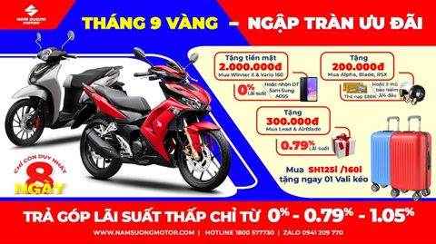 ĐỪNG QUÊN ƯU ĐÃI CHỈ CÒN 08 NGÀYQuý Khách đã sẵn sàng chưa nào? Đến HEAD Nam Sương mua xe ngay hôm nay để không bỏ lỡ các siêu ưu đãi nhé