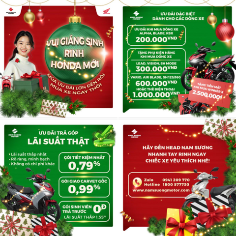 VUI GIÁNG SINH - RINH HONDA MỚI Mùa ưu đãi lớn đến rồi, mua xe ngay thôi, ưu đãi lớn tại HEAD Nam Sương