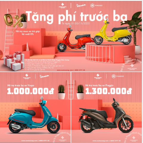 TẬU NGAY XE Ý - NHẬN PHÍ TRƯỚC BẠ tại Hệ thống 𝗣𝗶𝗮𝗴𝗴𝗶𝗼 𝗡𝗮𝗺 𝗦𝘂̛𝗼̛𝗻𝗴 từ ngày 01-30/11/2022: