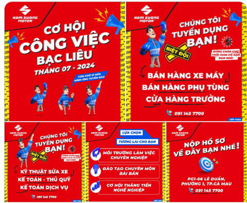 NAM SƯƠNG MOTOR - THÔNG BÁO TUYỂN DỤNG TẠI BẠC LIÊU
