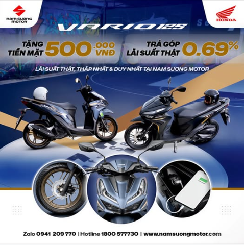 🔥Từ nay đến hết ngày 31/7/2025. Áp dụng cho Quý Khách hàng mua xe VARIO 125 tại Nam Sương Motor!🔥