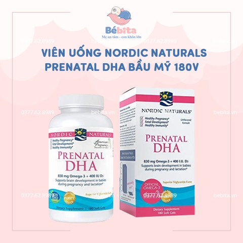 VIÊN UỐNG NORDIC NATURALS PRENATAL DHA BẦU MỸ 180V