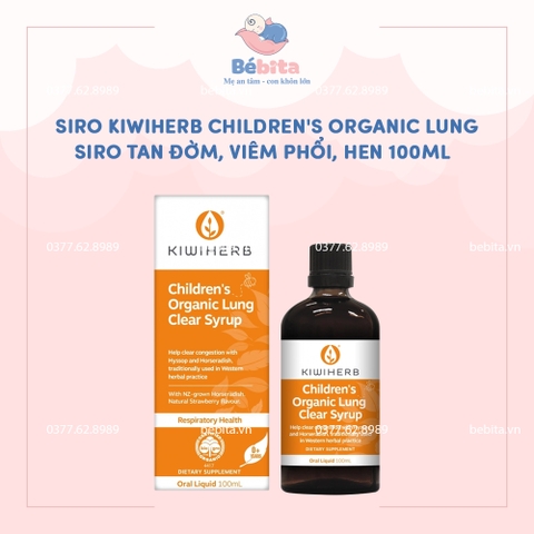 SIRO KIWIHERB CHILDREN'S ORGANIC LUNG SIRO TAN ĐỜM, VIÊM PHỔI, HEN 100ML