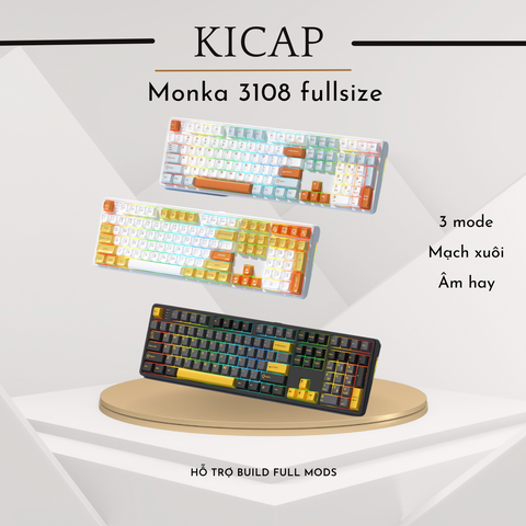 Bàn phím cơ Fullsize Monka 3108  mode mạch xuôi