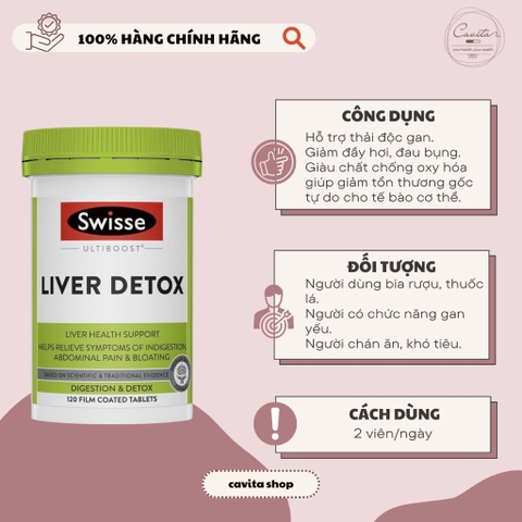 [SWISSE] Viên uống Thải Độc Gan Liver Detox 120 viên