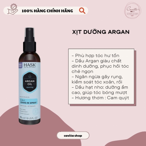 [HASK] Xịt dưỡng tóc Argan Oil & Keratin Protein