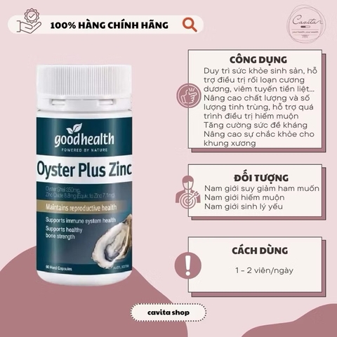 [GOODHEALTH] Tinh chất hàu (cao) Oyster Plus Zinc 60 viên