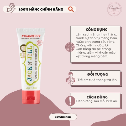 [JACK N' JILL] Kem đánh răng cho bé 50g - Natural Certified Toothpaste