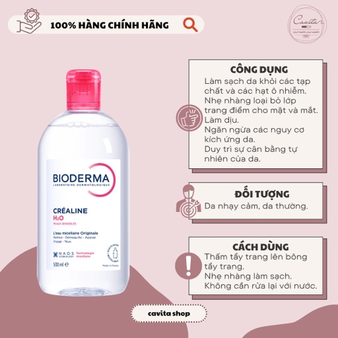 [BIODERMA] Nước tẩy trang Bioderma hồng cho da thường, nhạy cảm 500ml