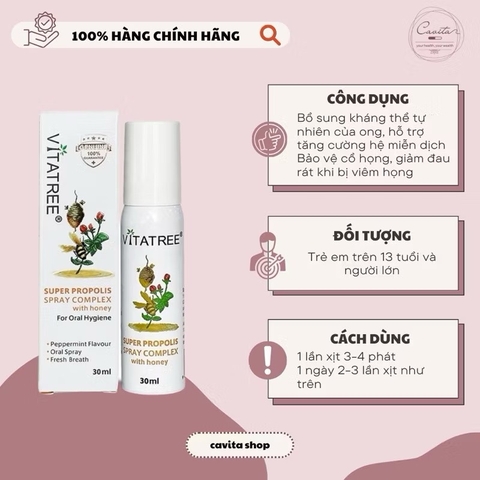 [VITATREE] Xịt họng keo ong 30ml