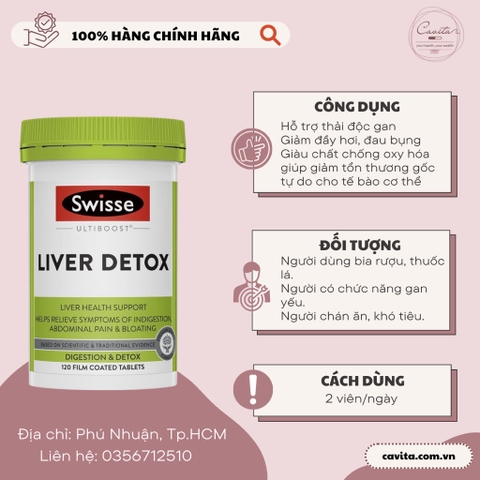 [SWISSE] Viên uống Thải Độc Gan Liver Detox 120 viên