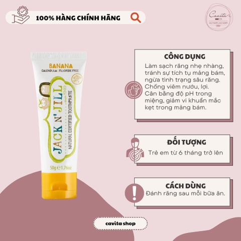 [JACK N' JILL] Kem đánh răng cho bé 50g - Natural Certified Toothpaste