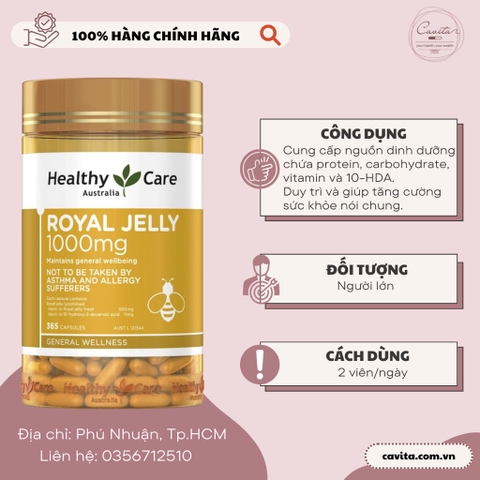 [HEALTHY CARE] Viên sữa ong chúa Royal Jelly 1000 365 viên