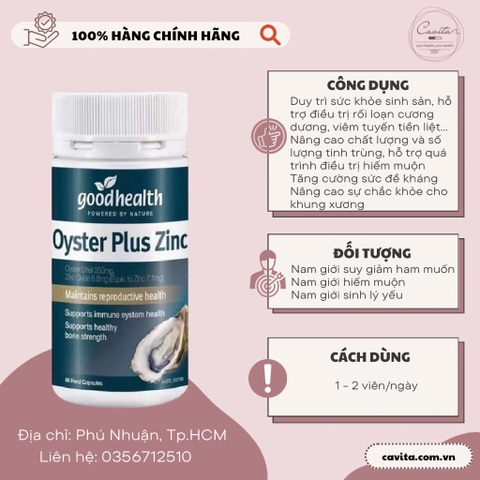 [GOODHEALTH] Tinh chất hàu (cao) Oyster Plus Zinc 60 viên