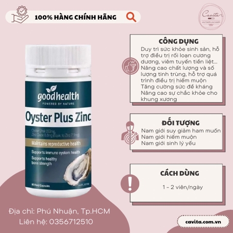 [GOODHEALTH] Tinh chất hàu Oyster Plus Zinc 60 viên (Hàu cao)