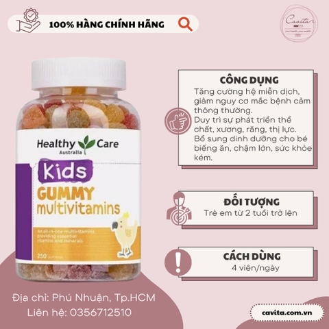 [HEALTHY CARE] Kẹo vitamin tổng hợp Gummy Multivitamins 250 viên