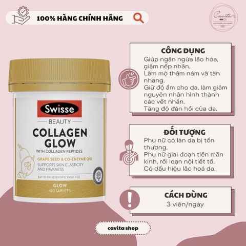 [SWISSE] Viên bổ sung Collagen Glow 120 viên