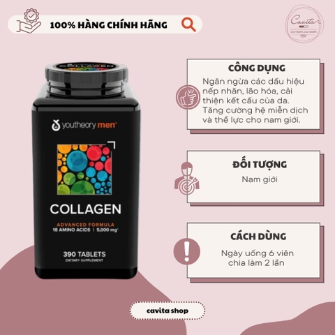 [YOUTHEORY] Viên uống Collagen dành cho Nam 390 viên