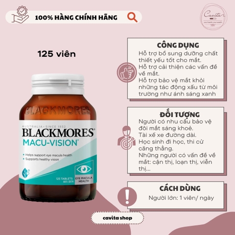 [BLACKMORES] Viên uống Bổ Mắt Macu Vision 125 viên