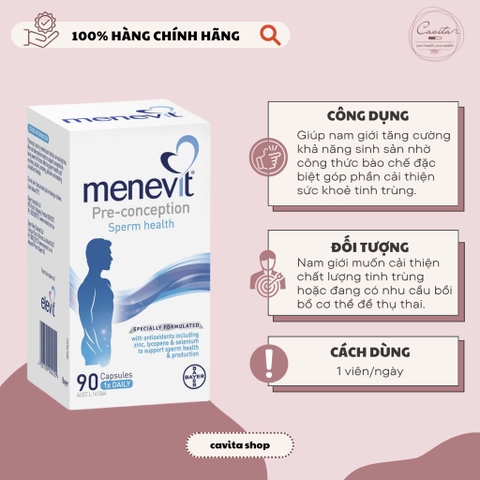 [BAYER] Viên uống tăng chất lượng tinh trùng Menevit 90 viên