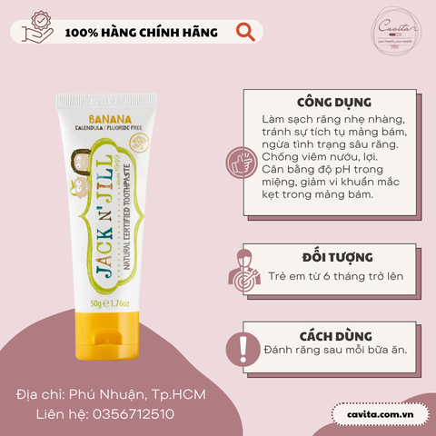 [JACK N' JILL] Kem đánh răng cho bé 50g - Natural Certified Toothpaste