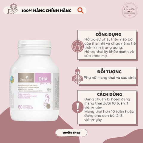 [BIOISLAND] Viên bổ sung DHA cho mẹ bầu, sau sinh 60 viên