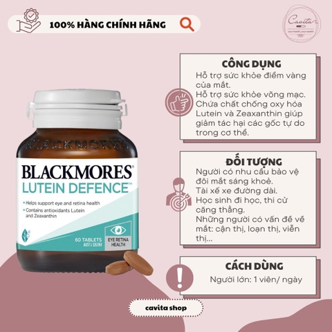 [BLACKMORES] Viên uống bổ mắt Lutein Defence 60 viên