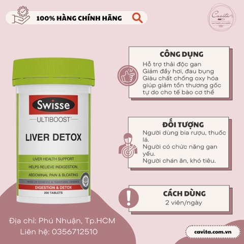 [SWISSE] Viên uống Thải Độc Gan Liver Detox 200 viên