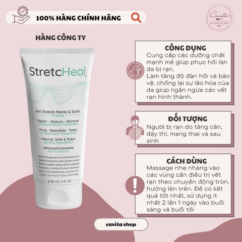 [STRETCHEAL] Kem trị rạn StretcHeal 180ml - Hàng công ty