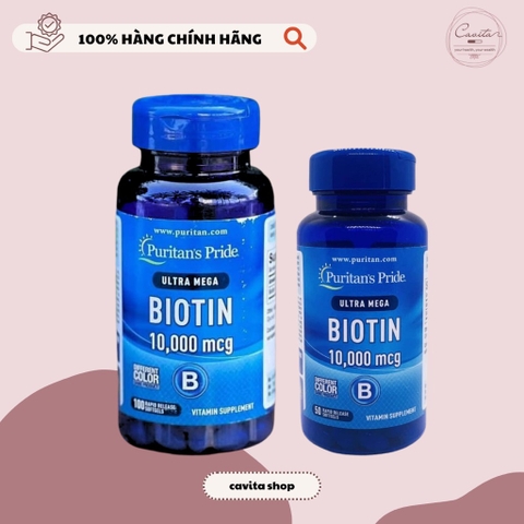 [PURITAN'S PRIDE] Viên uống hỗ trợ mọc tóc, giảm rụng tóc Biotin 10.000mcg