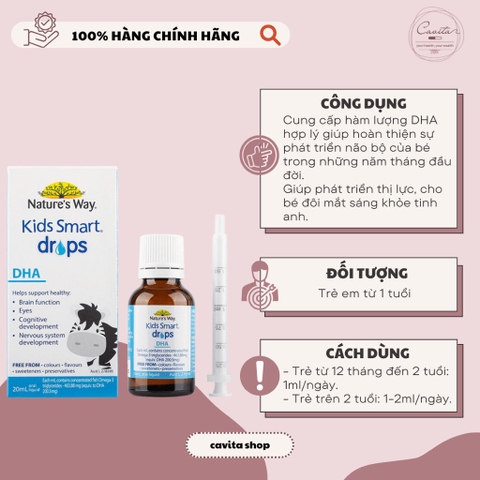 [NATURE'S WAY] DHA dạng giọt chai 20ml - Kids Smart Drops DHA