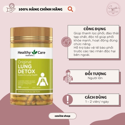 [HEALTHY CARE] Viên uống Thải Độc phổi Lung Detox 180 viên