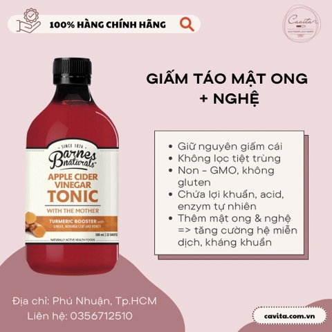 [BARNES] Giấm táo hữu cơ Apple Cider Vinegar